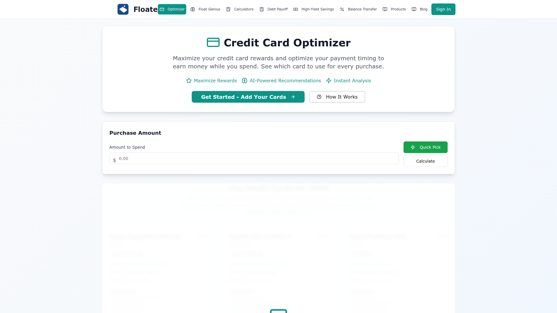 Floater.cc application interface