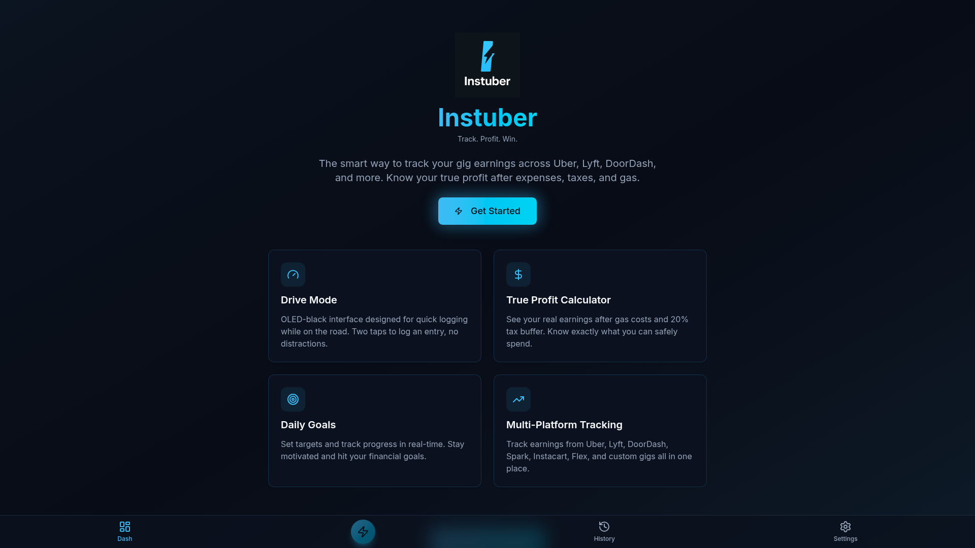 Instuber application interface